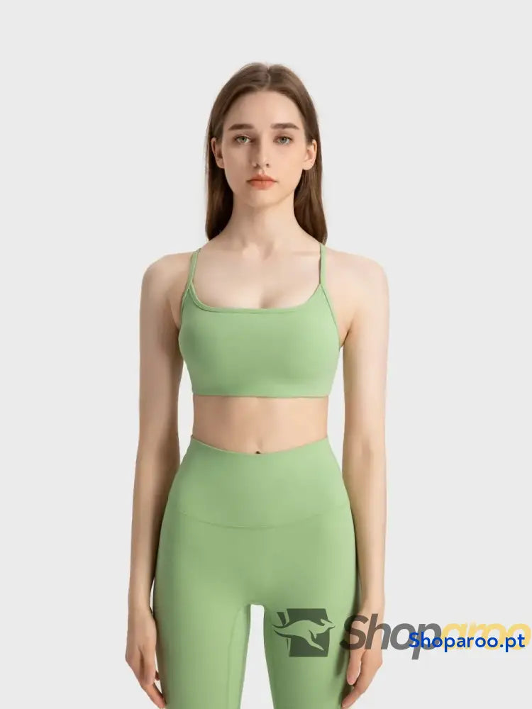 Millennia Crisscross Back Scoop Neck Active Cami with Detachable Chest Pads