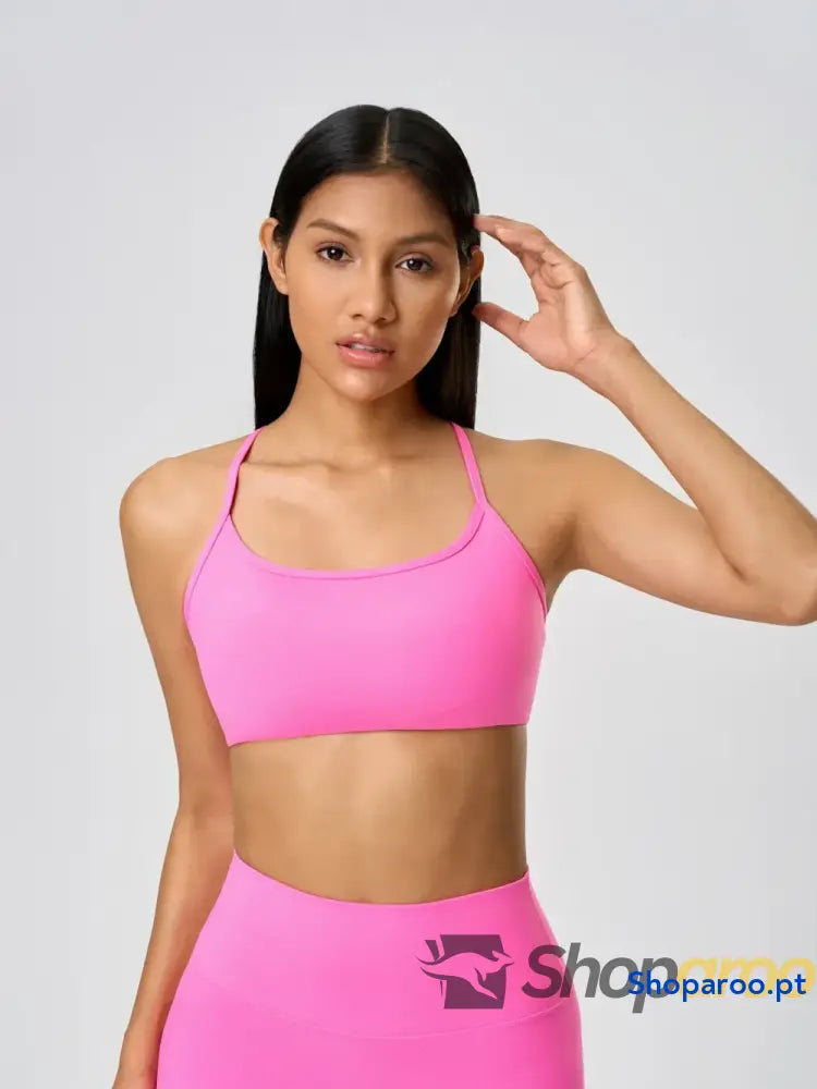 Millennia Crisscross Back Scoop Neck Active Cami with Detachable Chest Pads