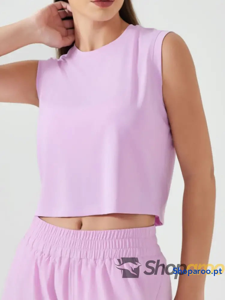 Millennia Round Neck Cropped Active Tank