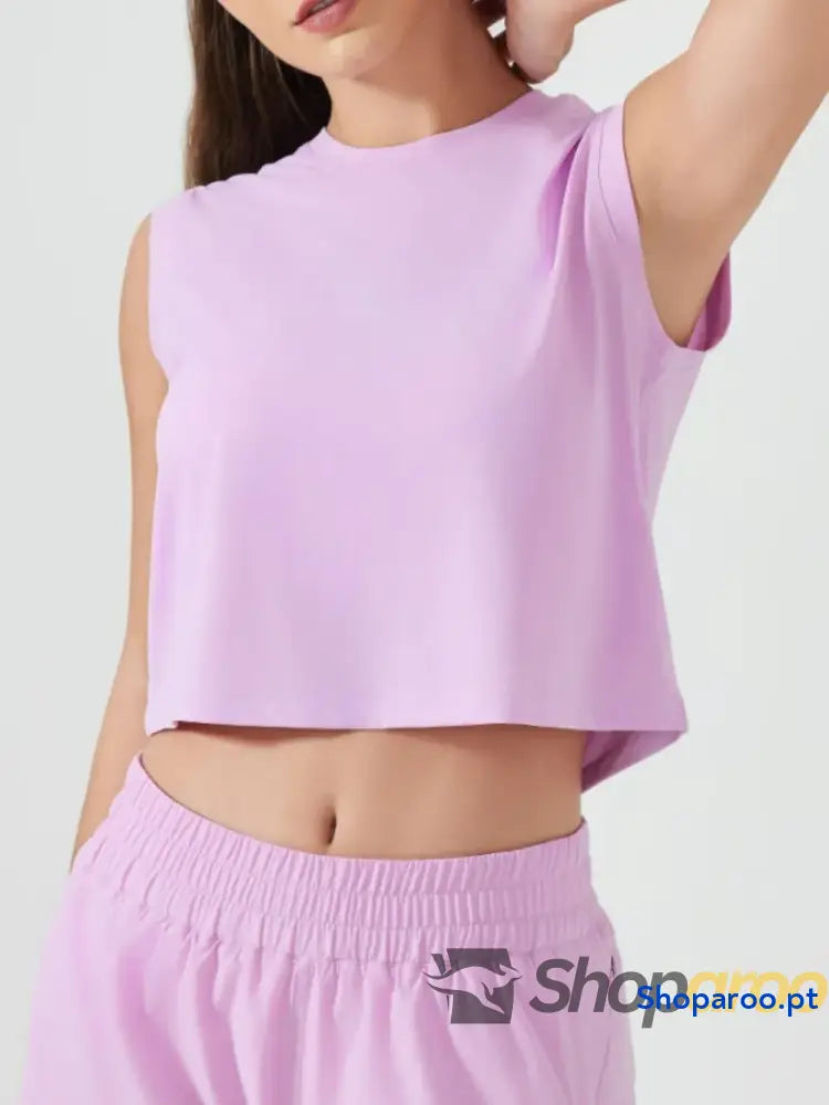 Millennia Round Neck Cropped Active Tank