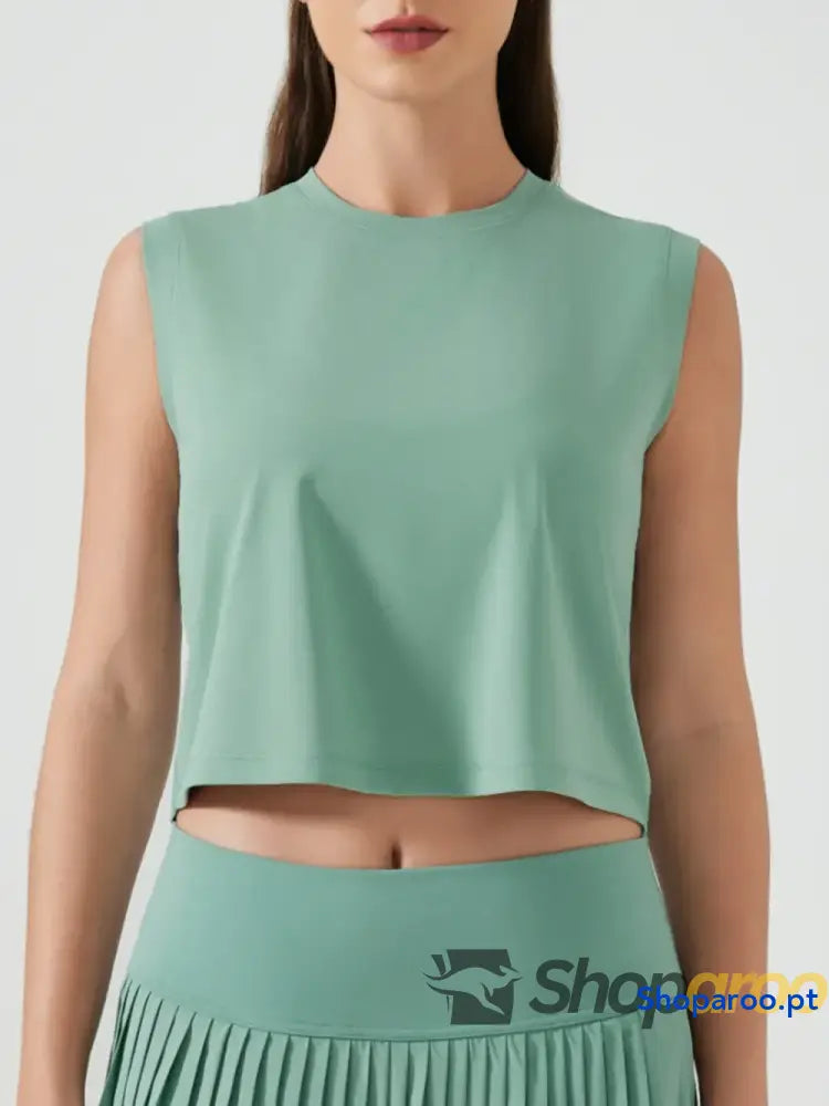 Millennia Round Neck Cropped Active Tank
