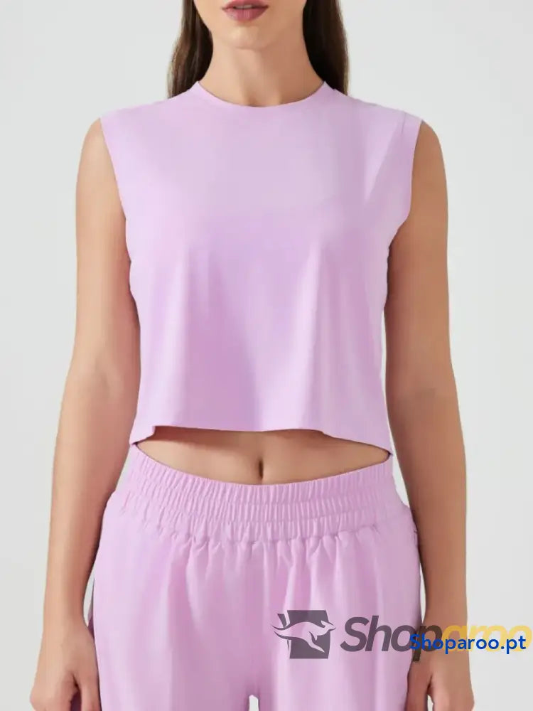 Millennia Round Neck Cropped Active Tank