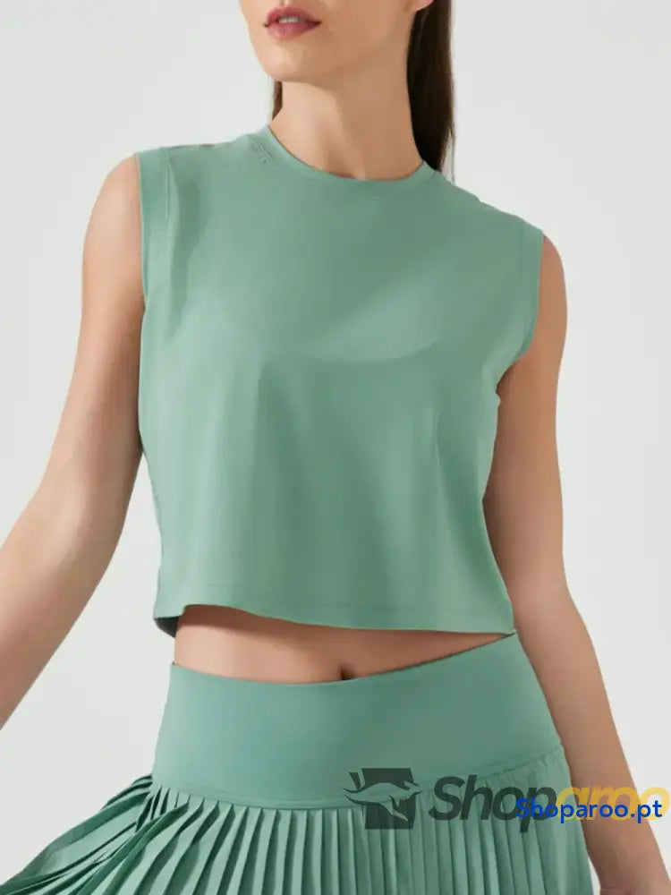 Millennia Round Neck Cropped Active Tank
