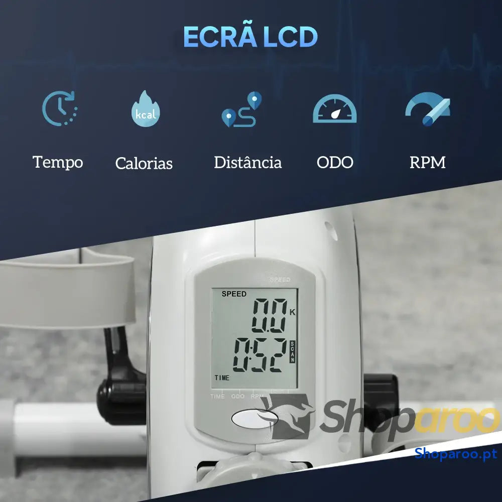 Mini Bicicleta Estática Magnética com LCD para Braços e Pernas Branco