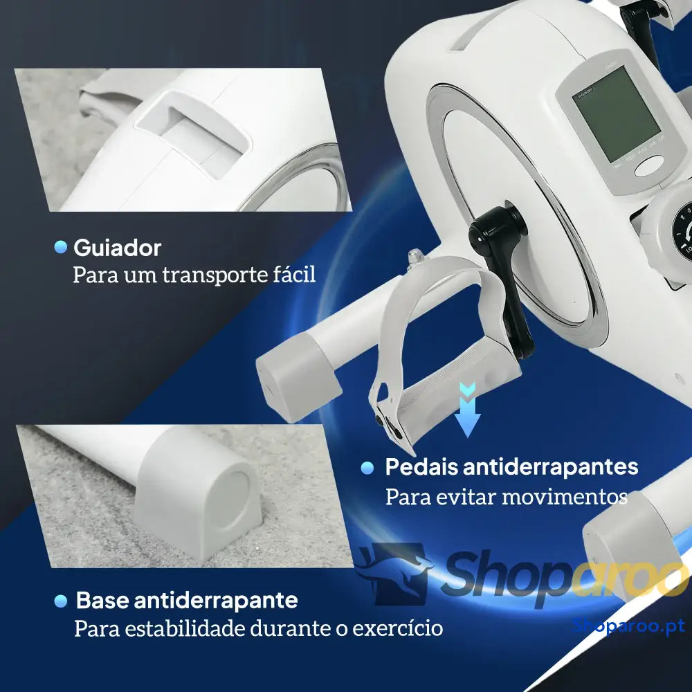 Mini Bicicleta Estática Magnética com LCD para Braços e Pernas Branco