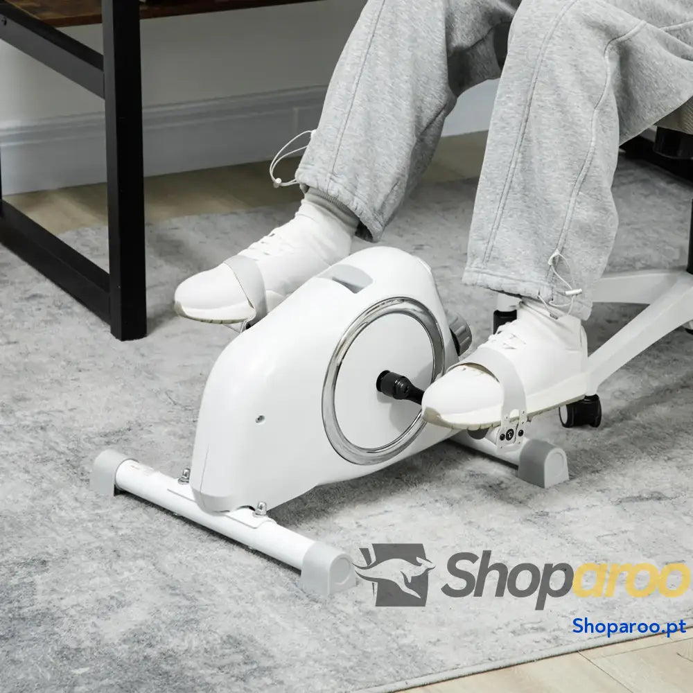 Mini Bicicleta Estática com Resistência Magnética de 8 Níveis Ecrã LCD e Pedais Antiderrapantes para Exercitar Braços e Pernas 48x43x31 cm Branco