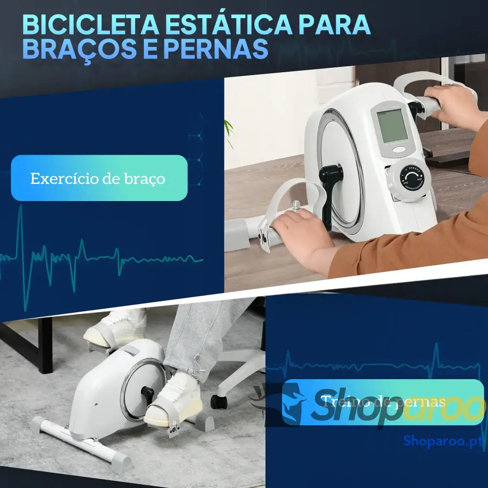 Mini Bicicleta Estática Magnética com LCD para Braços e Pernas Branco