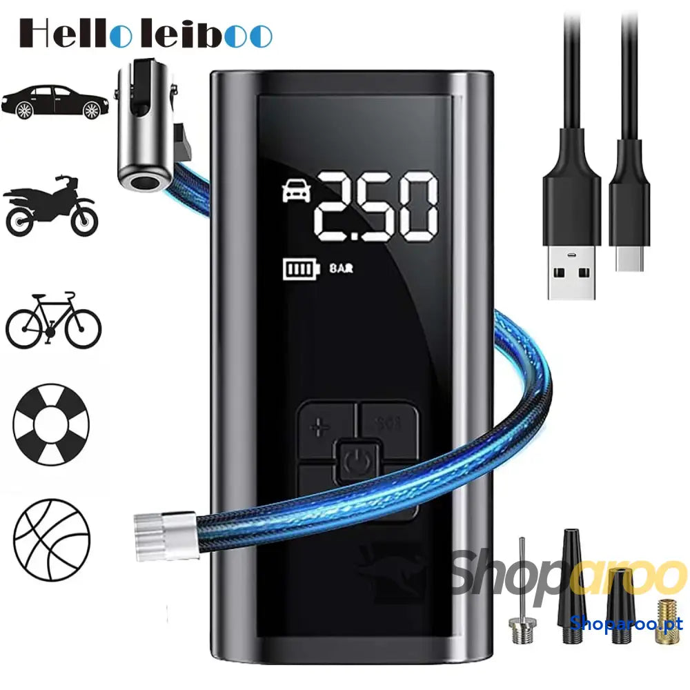 Mini compressor portátil LEIBOO para pneus de carro e moto
