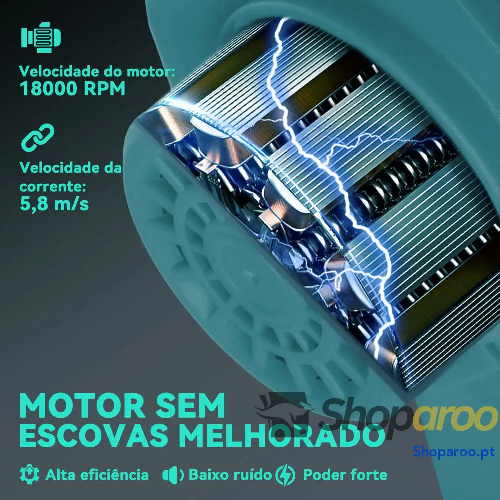 Mini Motosserra a Bateria 8 Polegadas 6000mAh Elétrica com Motor sem Escovas de 580W 2 Baterias 42x29x10,5 cm Azul