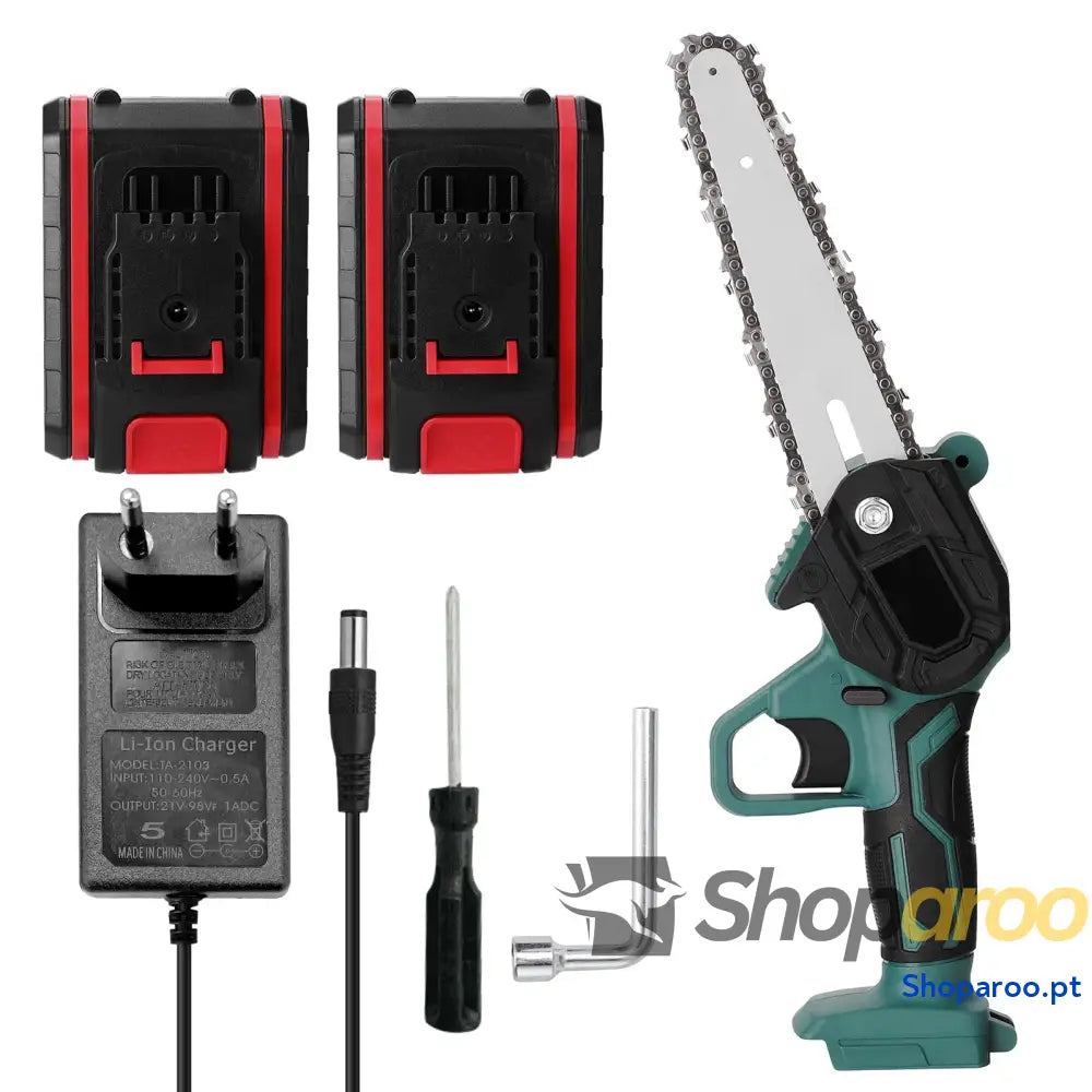 Mini motosserra portátil de poda elétrica 21V com duas baterias