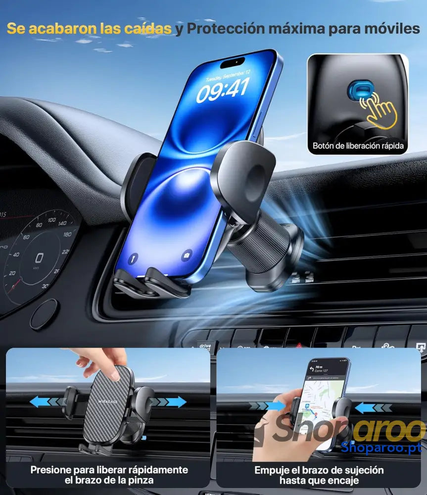 Miracase 2025 Suporte móvel carro [gancho metálico resistente] suporte de telemóvel em rotação 360° e manuseio