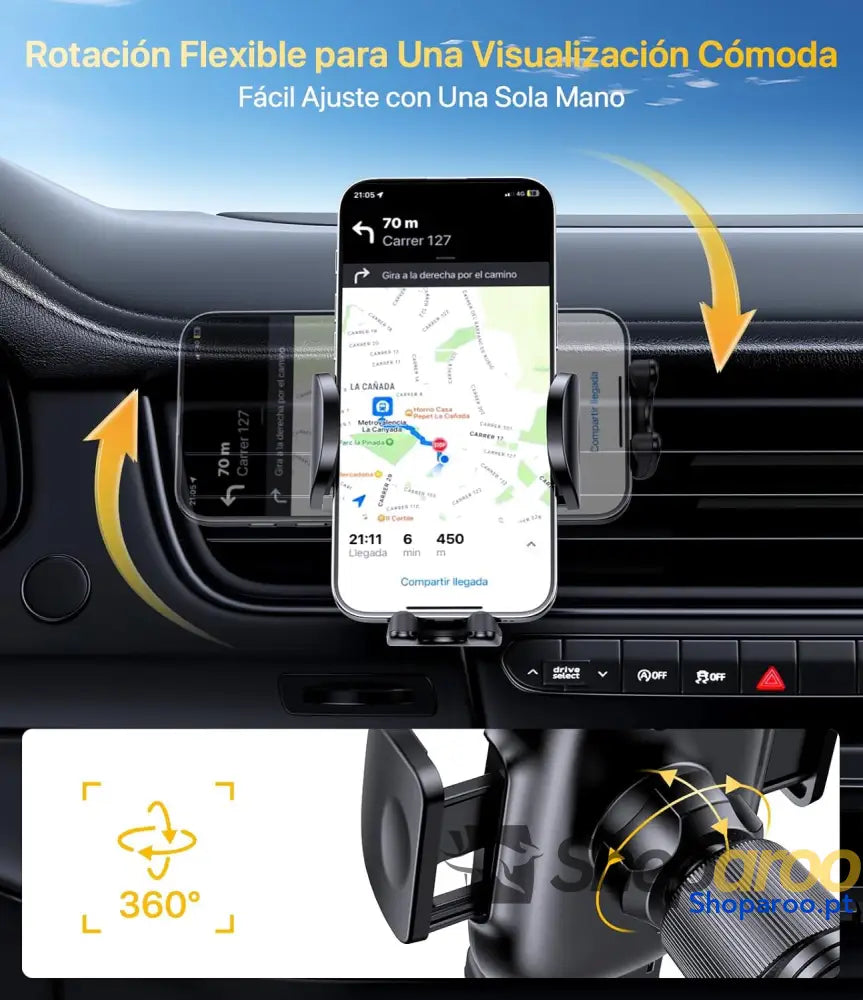 Miracase 2025 Suporte móvel carro [gancho metálico resistente] suporte de telemóvel em rotação 360° e manuseio