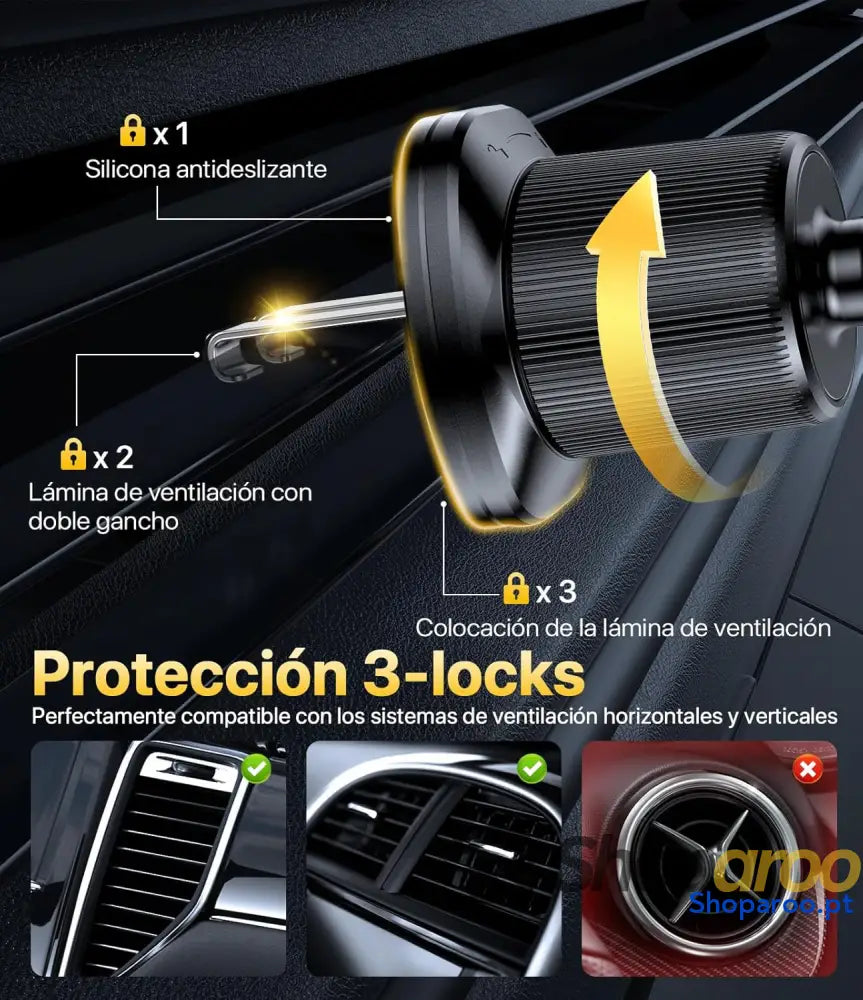 Miracase 2025 Suporte móvel carro [gancho metálico resistente] suporte de telemóvel em rotação 360° e manuseio