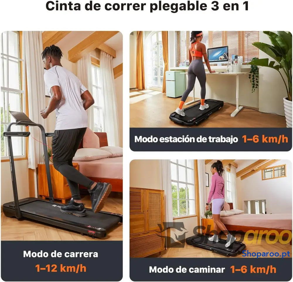 Mobvoi Home Treadmill SE Smart AI com TicSports App Cinta De Correr Plegable 3 En 1 2,5 HP Compact Portable Under Desk