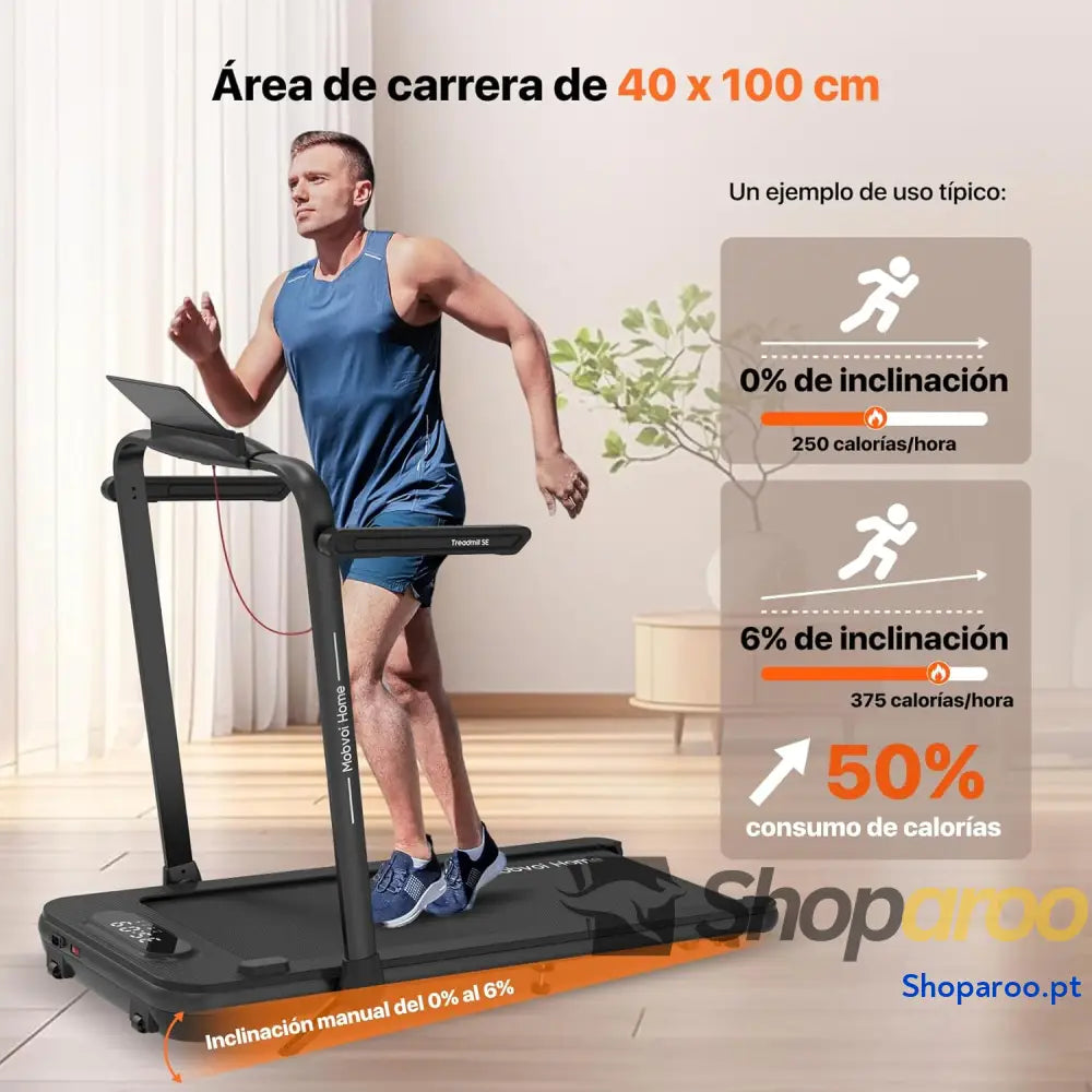 Mobvoi SE 3 em 1 IA inteligente com a aplicação TicSports Passadeira dobrável inclinação de 6% 2,5 HP portátil