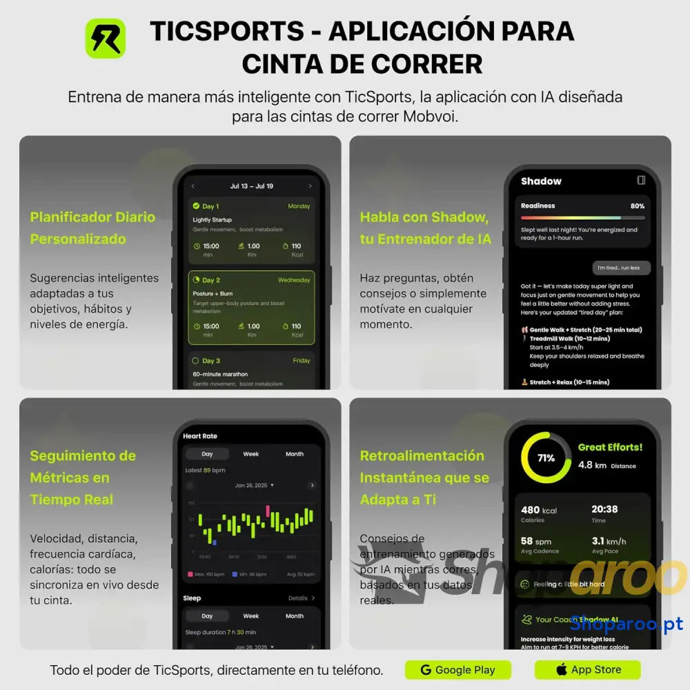 Mobvoi SE 3 em 1 IA inteligente com a aplicação TicSports Passadeira dobrável inclinação de 6% 2,5 HP portátil