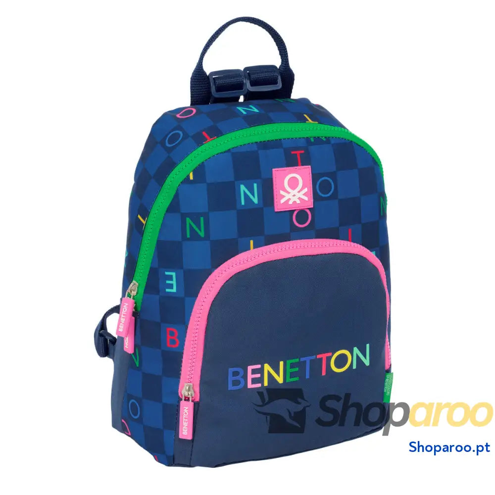 Mochila Benetton Damero Azul Marinho 25 x 30 x 13 cm