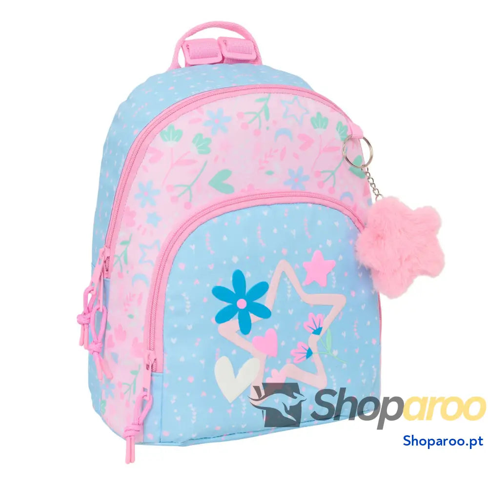 Mochila BlackFit8 Smile Cor de Rosa Azul Claro 25 x 30 x 13 cm Mini