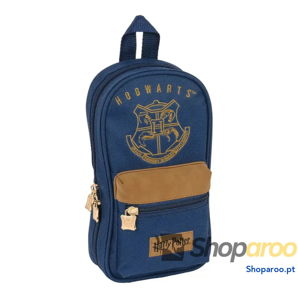 Mochila com Estojo Harry Potter Magical Castanho Azul Marinho (12 x 23 x 5 cm) (33 Peças)