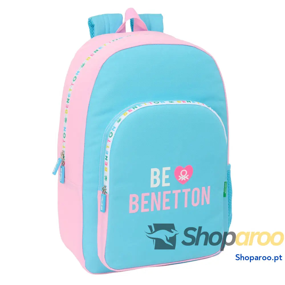 Mochila Escolar Benetton Unique Cor de Rosa Turquesa 30 x 46 x 14 cm