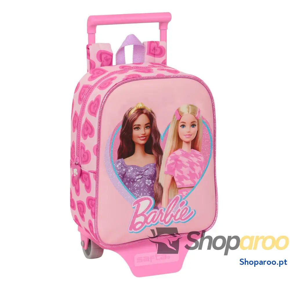 Mochila Escolar com Rodas Barbie Love Cor de Rosa 22 x 27 x 10 cm