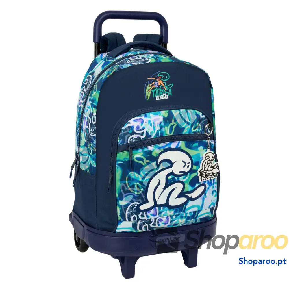 Mochila Escolar com Rodas El Niño Kook Azul Marinho 33 x 45 x 22 cm