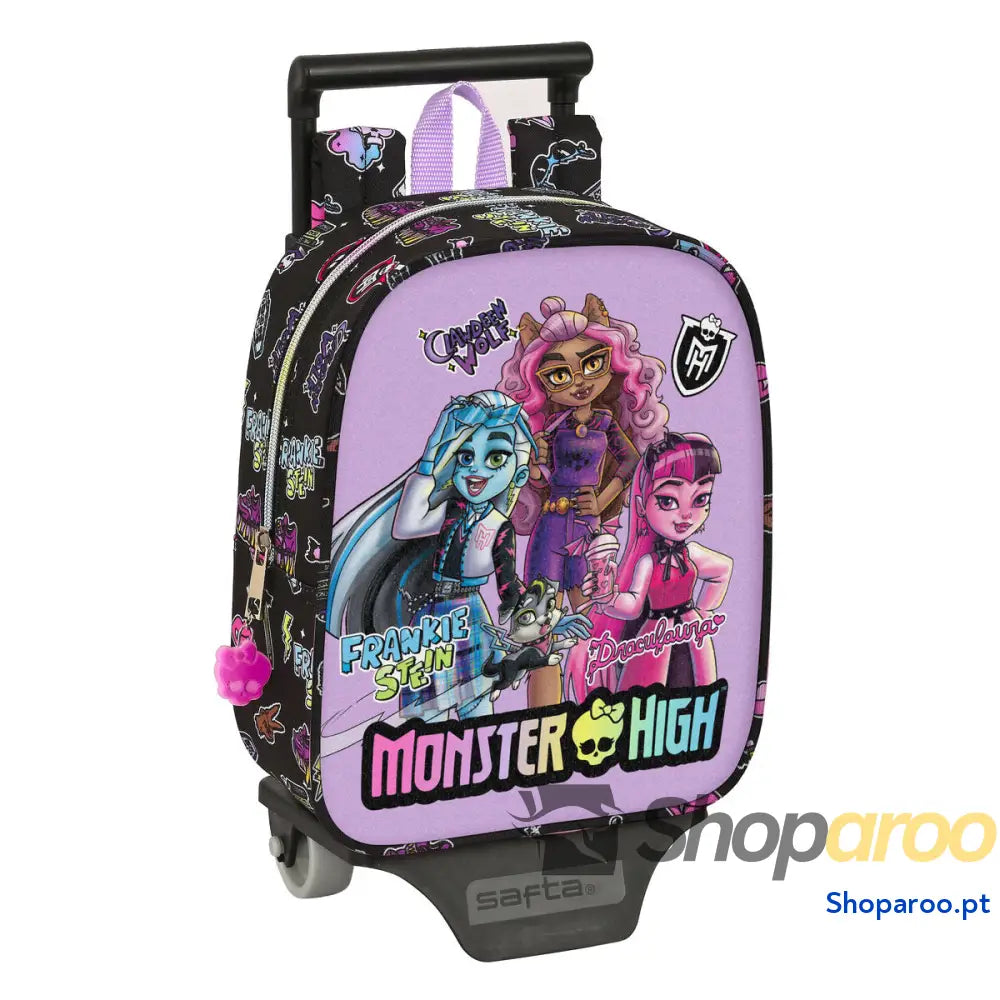 Mochila Escolar com Rodas Monster High Creep Preto 22 x 27 x 10 cm