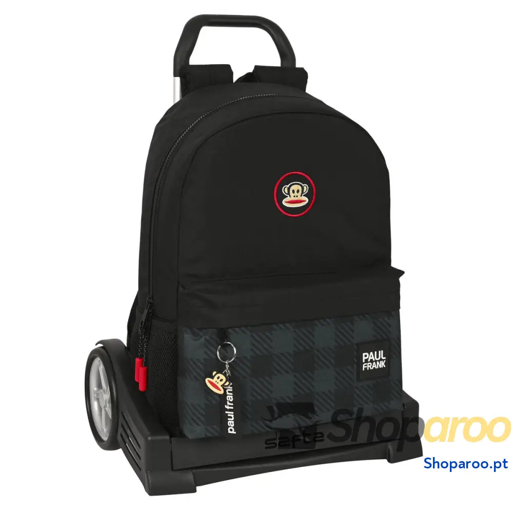 Mochila Escolar com Rodas Paul Frank Campers Preto (30 x 46 x 14 cm)