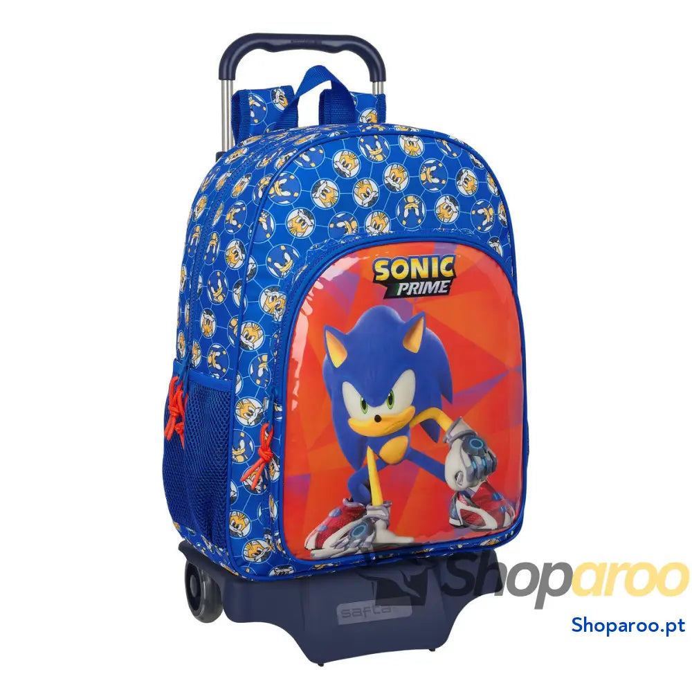Mochila Escolar com Rodas Sonic Prime Azul 33 x 42 x 14 cm