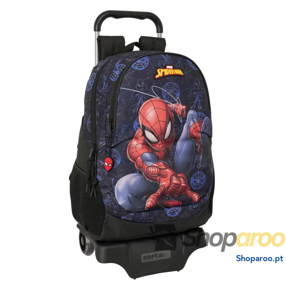 Mochila Escolar com Rodas Spider-Man Attack Preto 32 x 44 x 16 cm