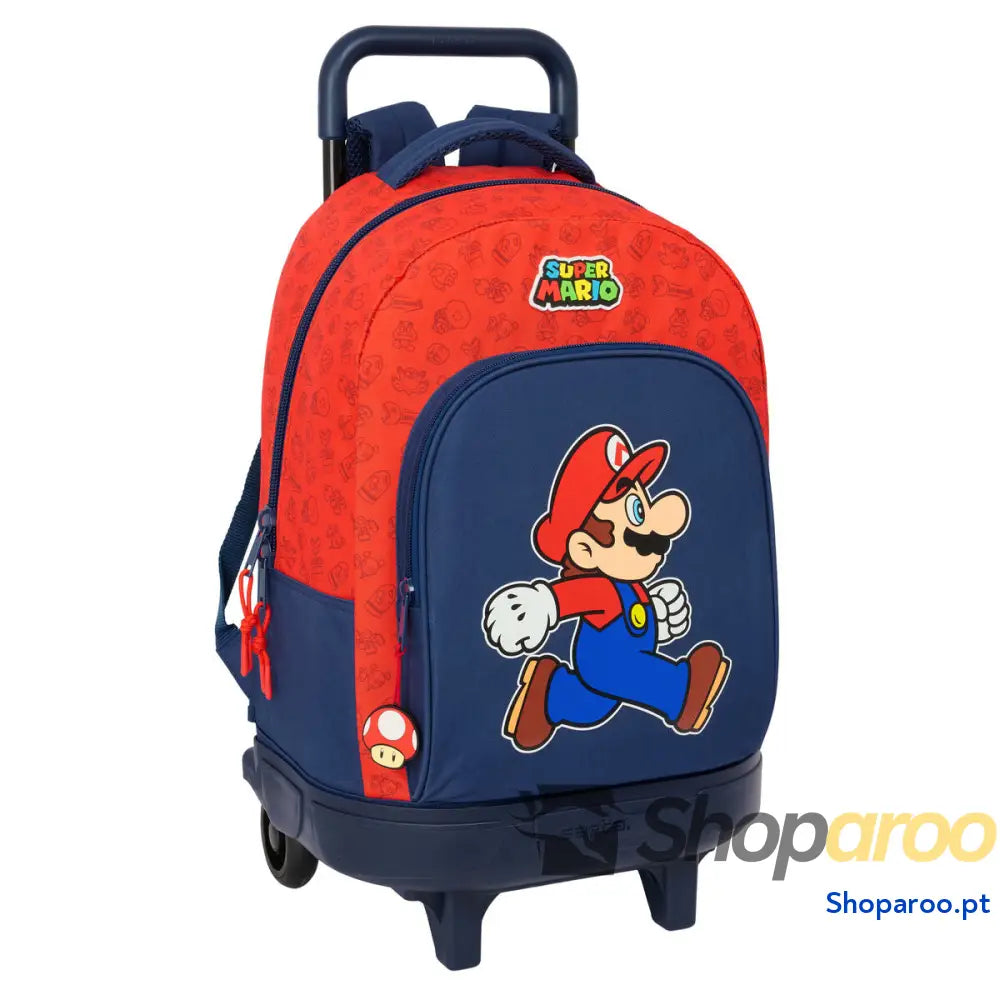 Mochila Escolar com Rodas Super Mario Trick Vermelho Azul escuro 33 x 45 x 22 cm