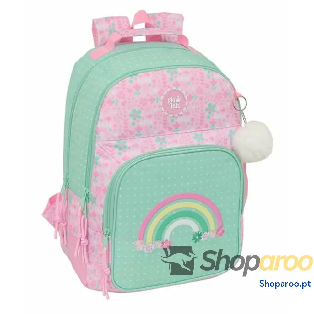Mochila Escolar Glow Lab Amazing Verde Cor de Rosa 32 x 42 x 15 cm