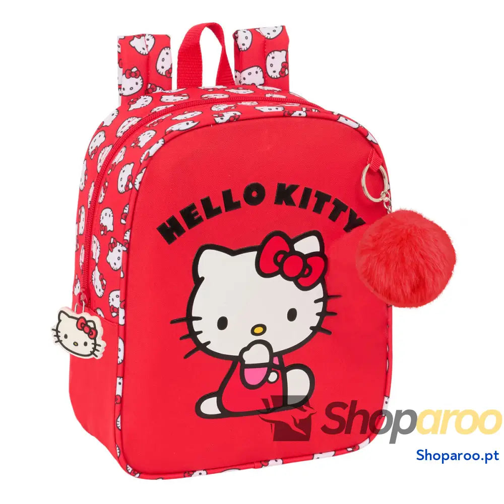 Mochila Escolar Hello Kitty Iconic Branco Vermelho 22 x 27 x 10 cm