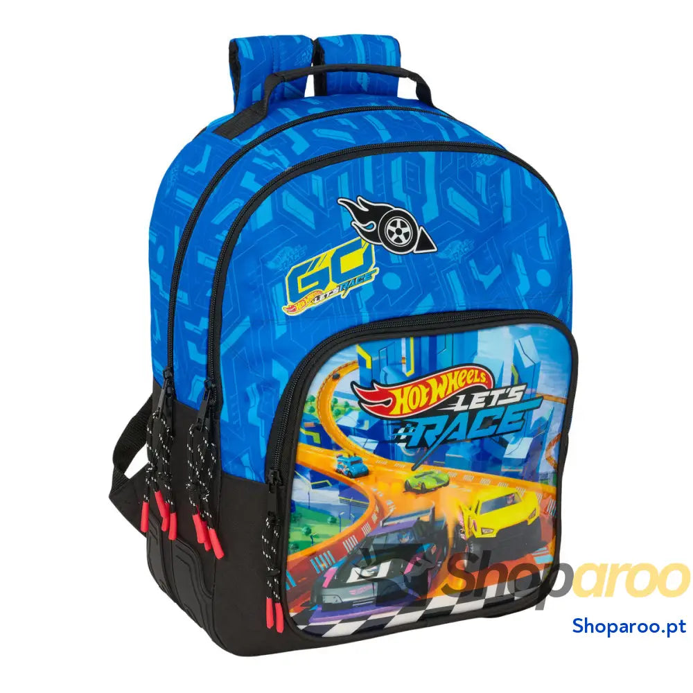 Mochila Escolar Hot Wheels Let's race Azul Preto 32 x 42 x 15 cm