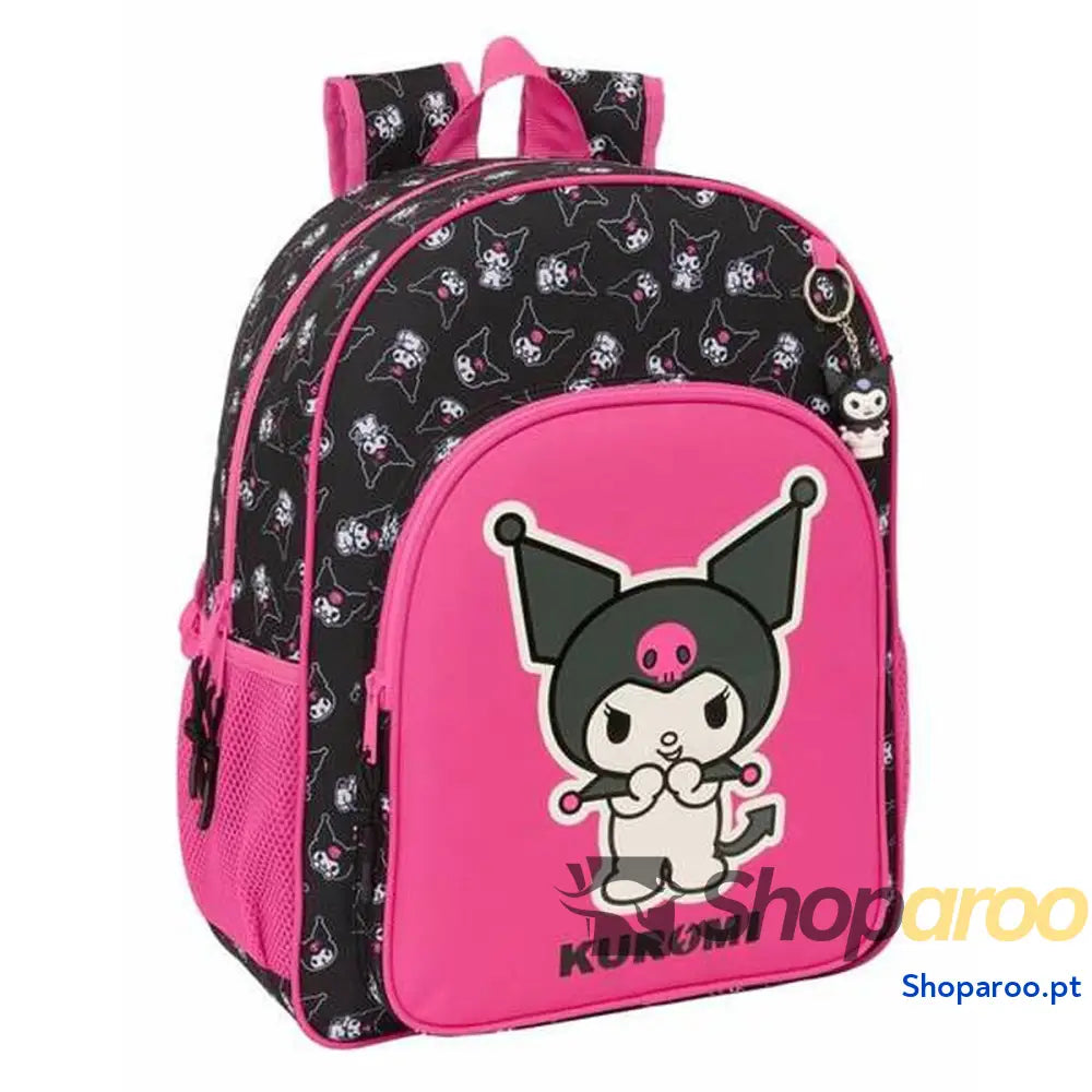 Mochila Escolar Kuromi Preto Fúcsia 33 x 42 x 14 cm