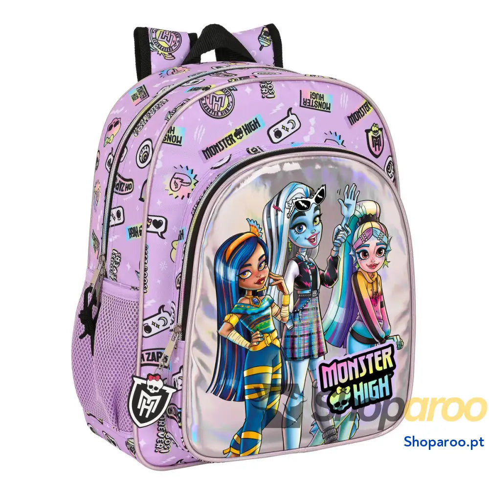 Mochila Escolar Monster High Best boos Lilás 32 X 38 X 12 cm