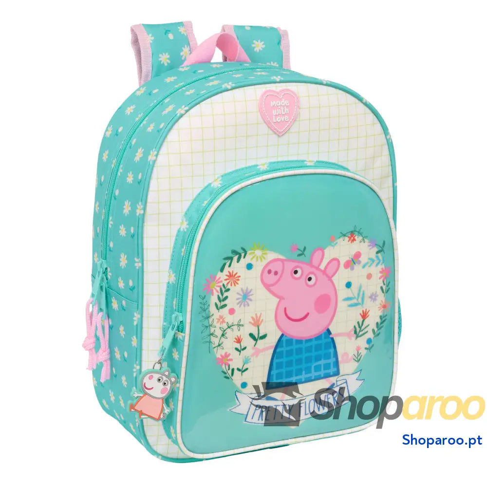 Mochila Escolar Peppa Pig Pretty flowers Amarelo Menta 26 x 34 x 11 cm