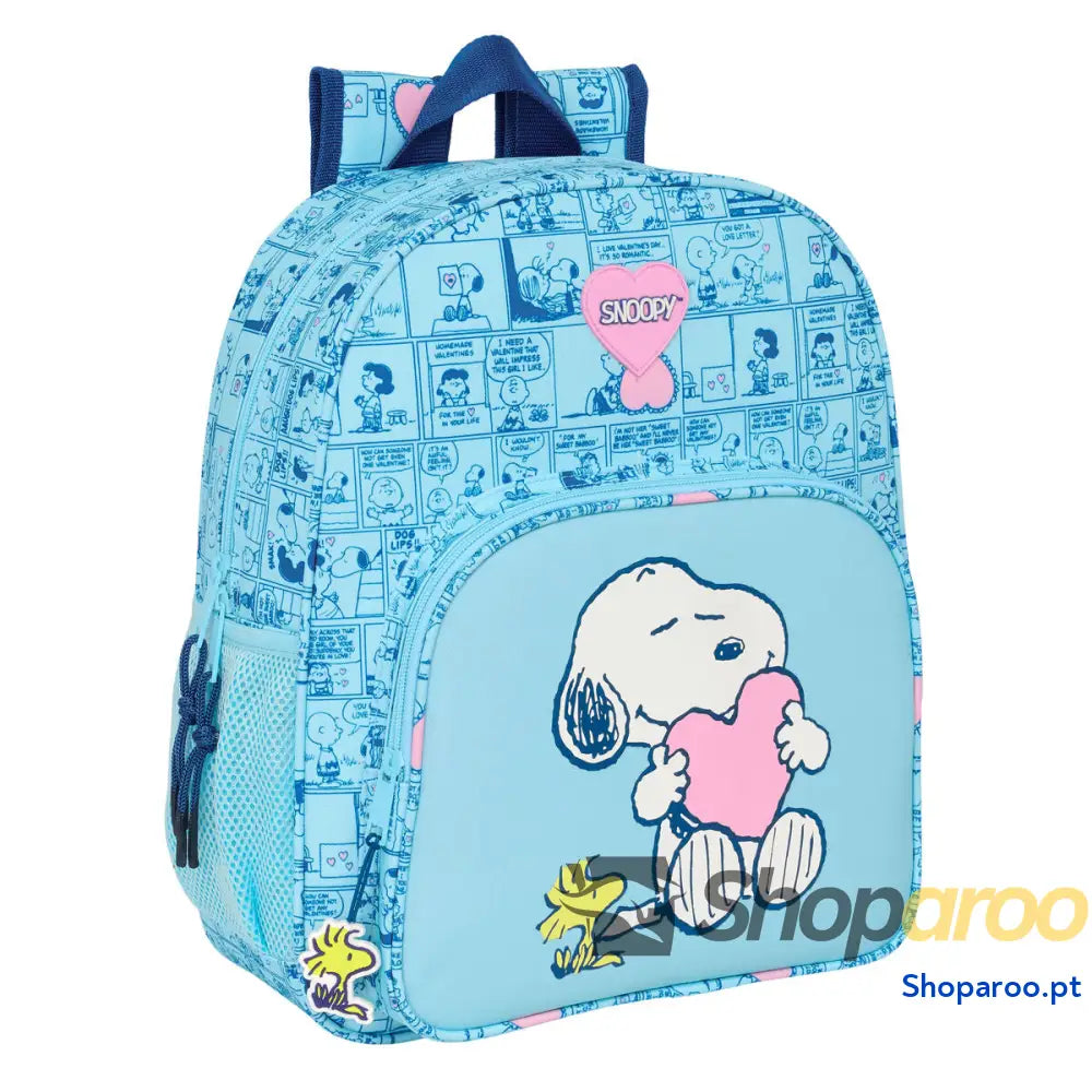 Mochila Escolar Snoopy Love Azul 32 x 38 x 12 cm