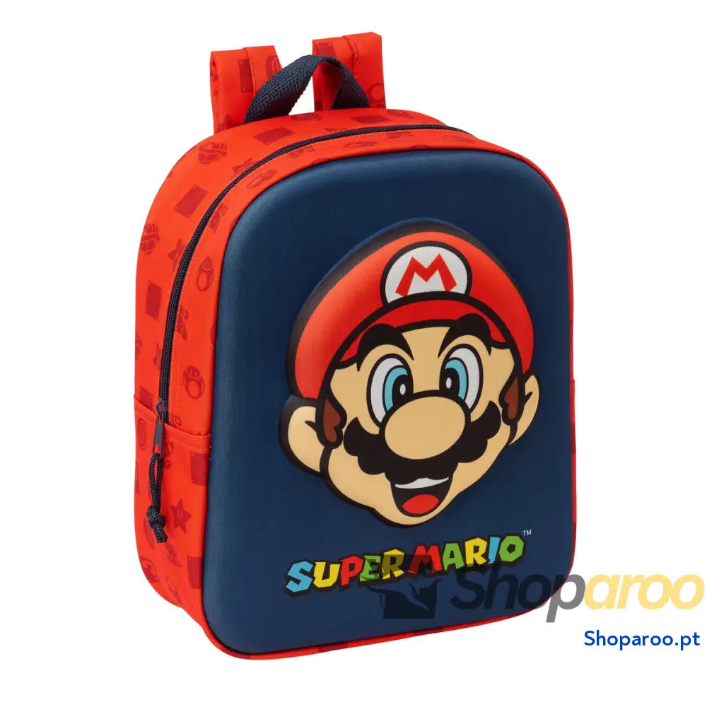 Mochila Escolar Super Mario Vermelho Azul Marinho 22 x 27 x 10 cm