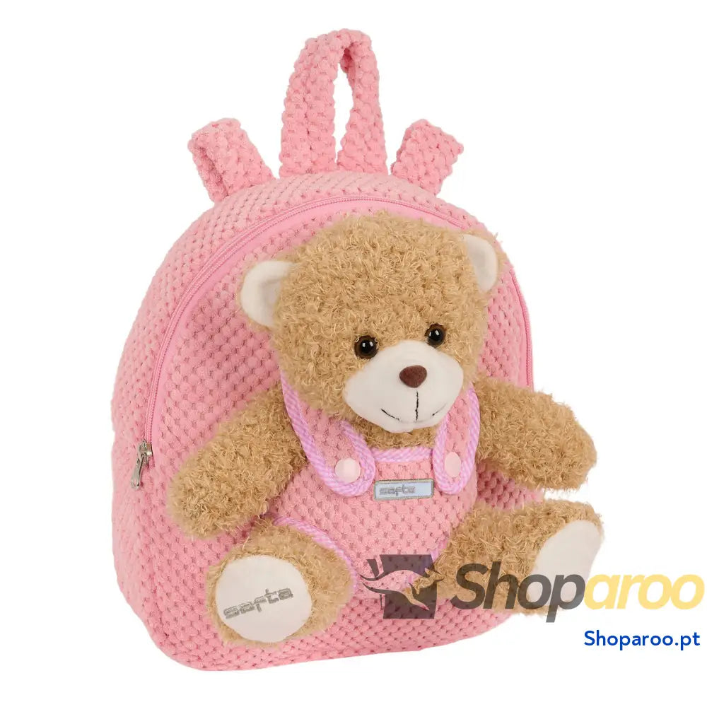 Mochila Infantil Safta Urso de Peluche Cor de Rosa 23 x 27 x 7,5 cm