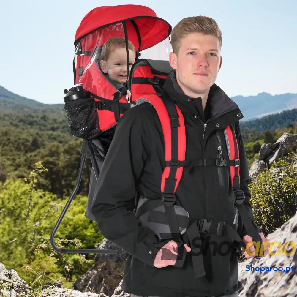 Mochila Porta Bebés Dobrável Ergonómica com Assento Confortável Vermelho