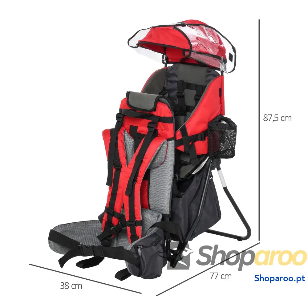 Mochila Porta Bebés Dobrável Ergonómica com Assento Confortável Vermelho
