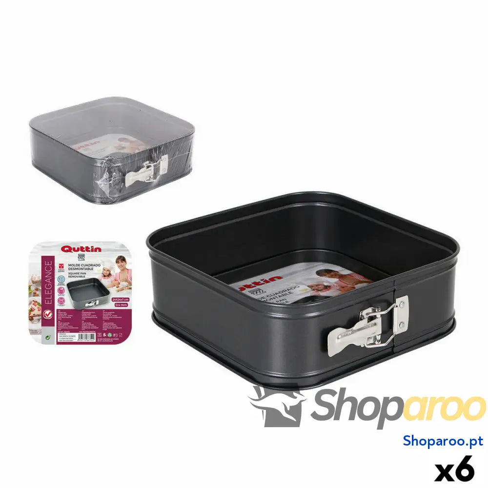 Molde Desmontável Quttin Aço com carbono Preto 24 x 8 cm (6 Unidades)