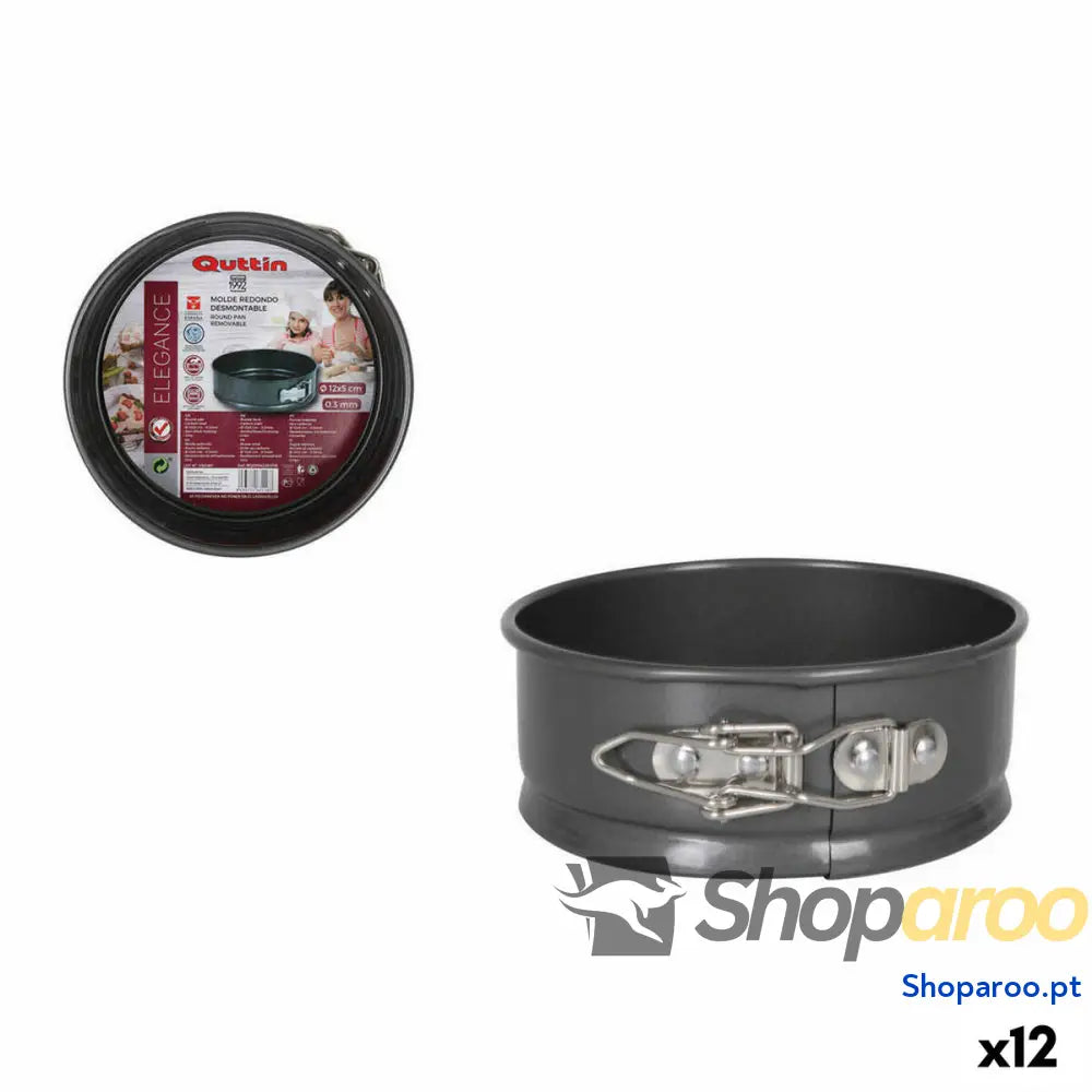 Molde Desmontável Quttin IN215 Aço com carbono Preto (12 Unidades) (Ø 12,5 x 5 cm)