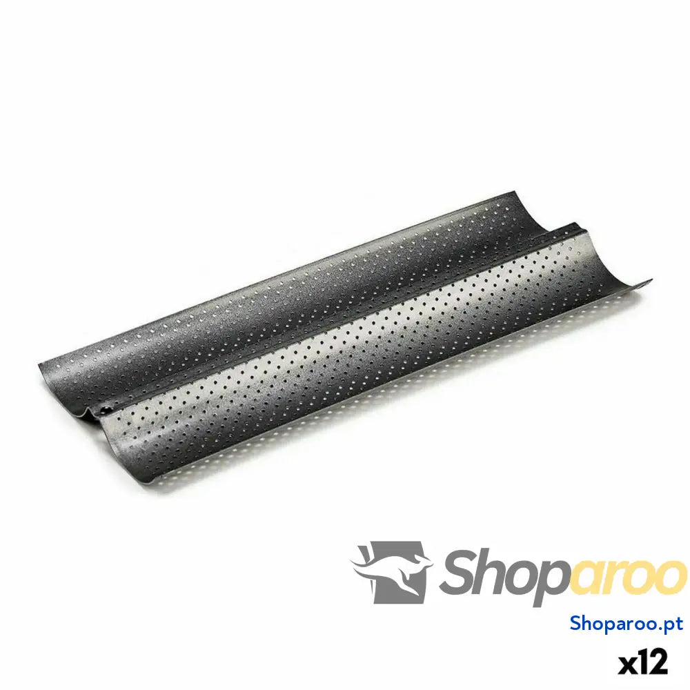 Molde para Baguetes Kinvara CK62863 21 Cinzento escuro Metal Aço com carbono 16 x 2,5 38 cm Pão (12 Unidades)