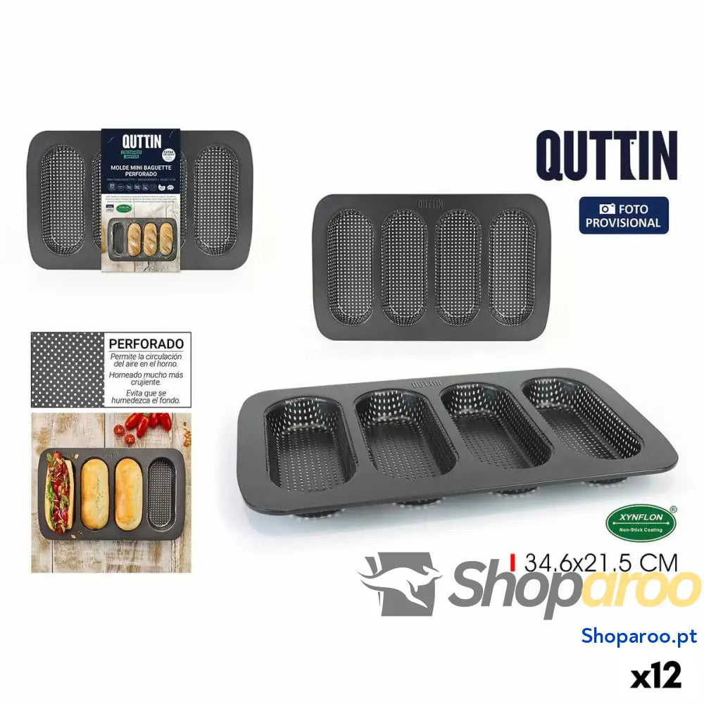 Molde para Baguetes Quttin Baguette 34,6 x 21,5 3 cm (12 Unidades)