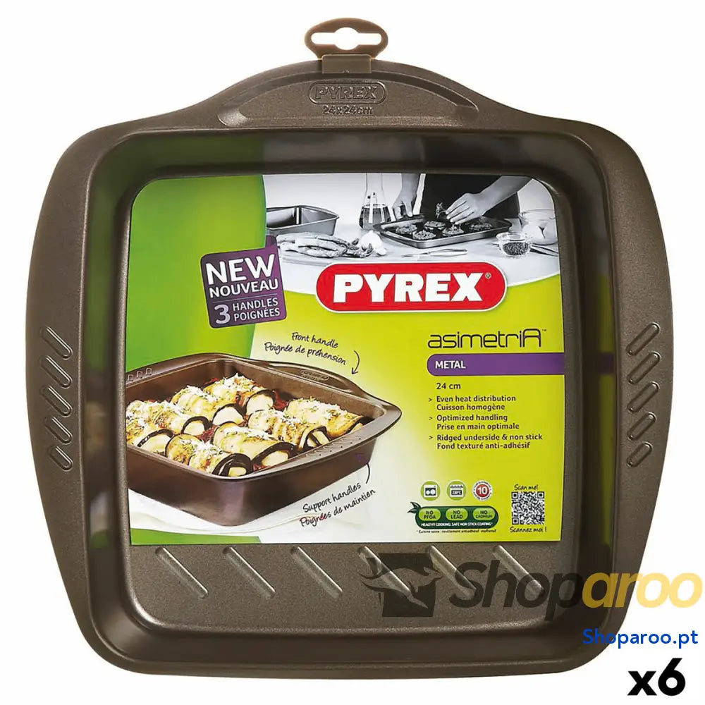 Molde para o Forno Pyrex Asimetria Quadrado Preto Metal 24 x cm (6 Unidades)