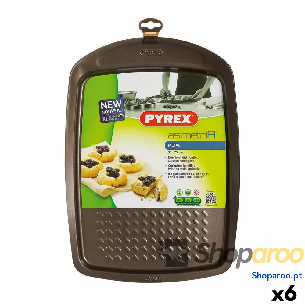 Molde para o Forno Pyrex Asimetria Retangular Preto Metal 33 x 25 cm (6 Unidades)