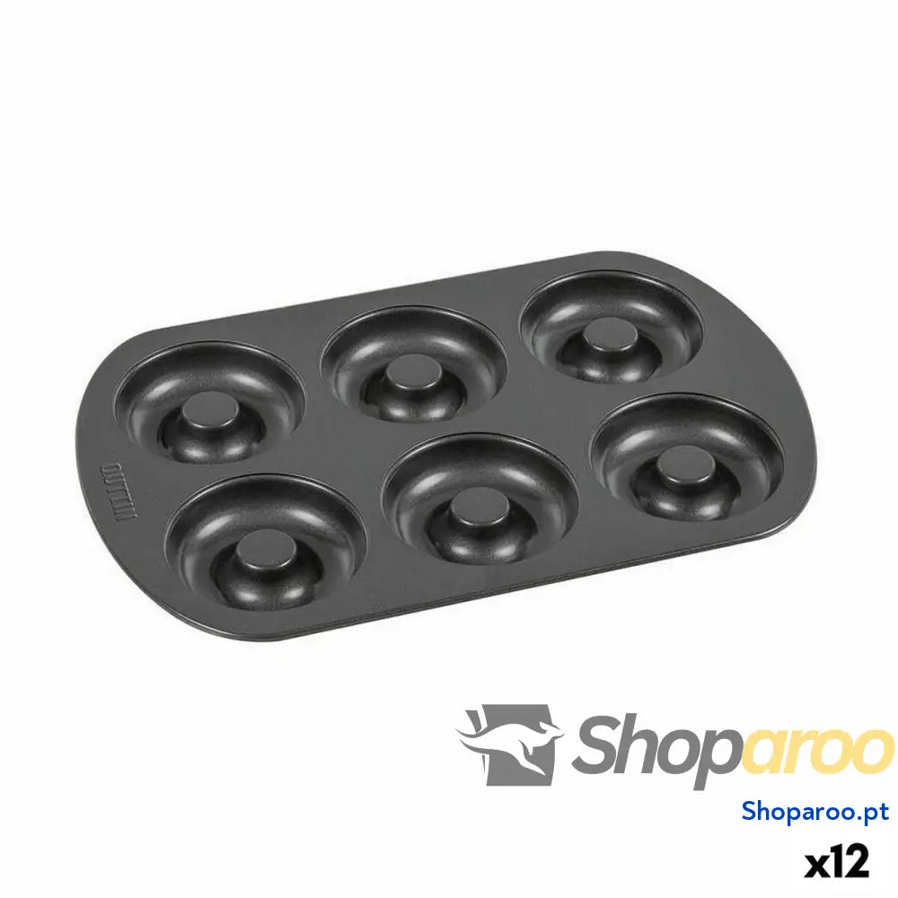 Molde para o Forno Quttin Dónutes Aço com carbono Preto 32 x 21 2,3 cm (12 Unidades)