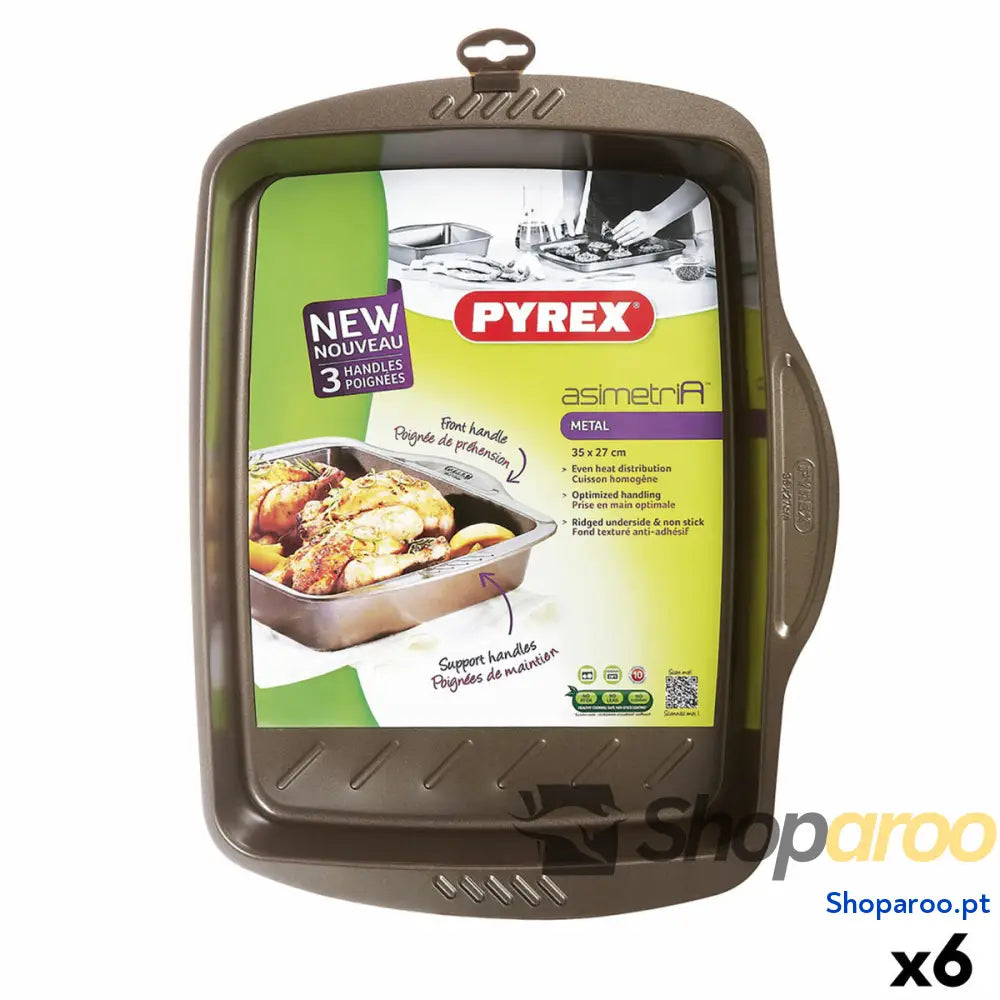 Molde Retangular Pyrex Asimetria Preto Metal 35 x 27 cm (6 Unidades)